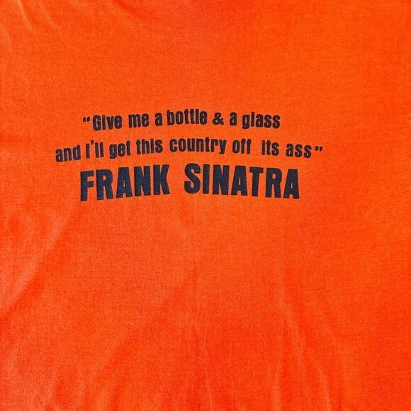 Vintage 70s Frank Sinatra Single Stitch Orange Shirt Size XL Rat Pack Classic - Picture 4 of 6